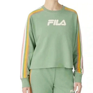 Fila Women's Clover Crewneck Logo Colorblocked Sweatshirt Green Size 2X NWT